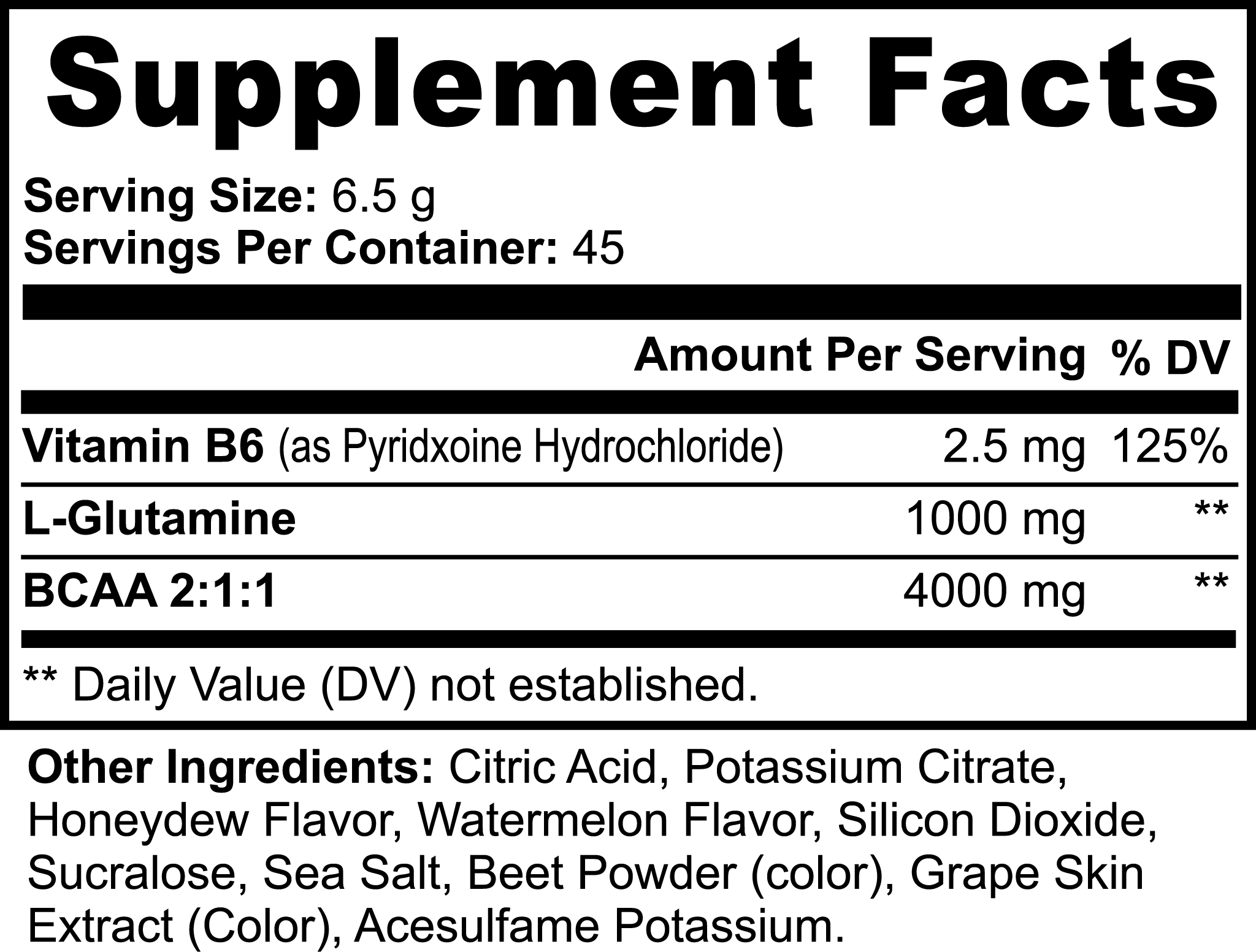 Gloxy Care BCAA Supplement Facts