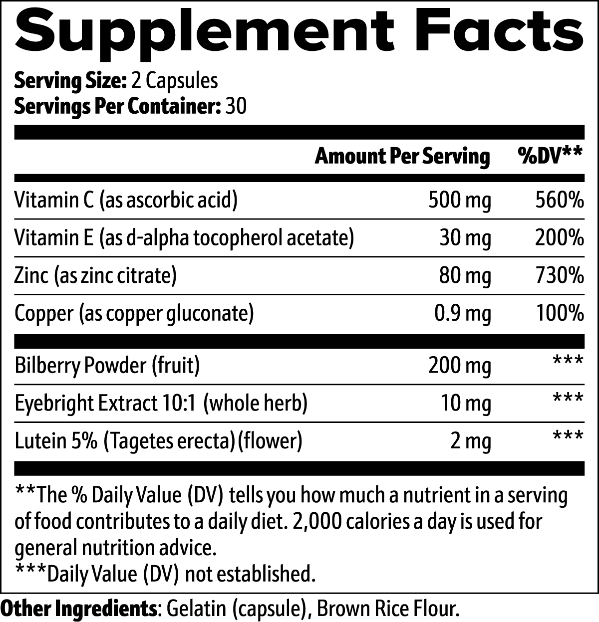 Vision Support Supplement Facts